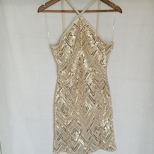 Crystal Doll Gold Sequin Mini Dress